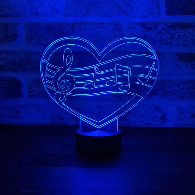 3-D music love LED lamp