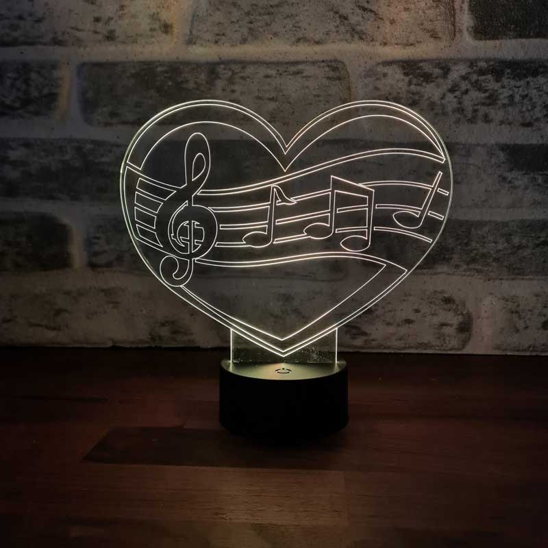 3-D music love LED lamp