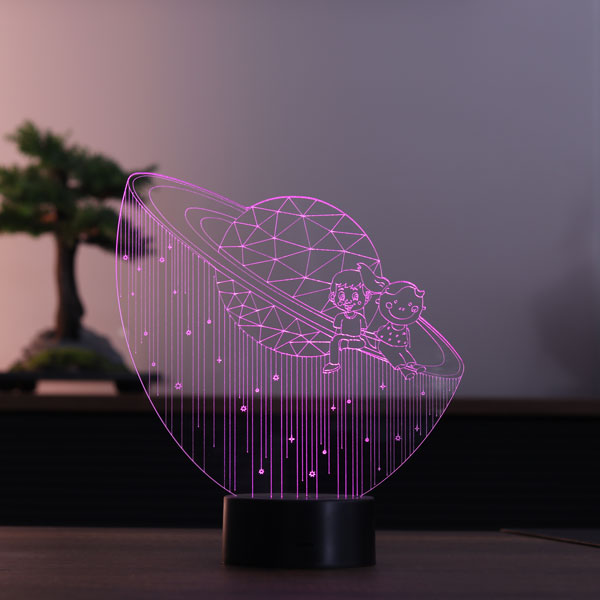 3-dimensional Satun Girl & Male Led Lamp