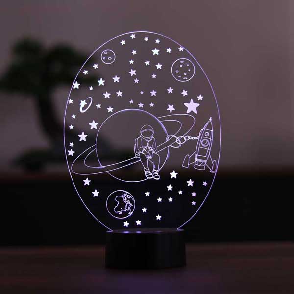 3D Saturn and Astronaut LED Lamp
