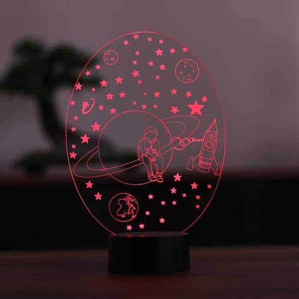 3D Saturn and Astronaut LED Lamp