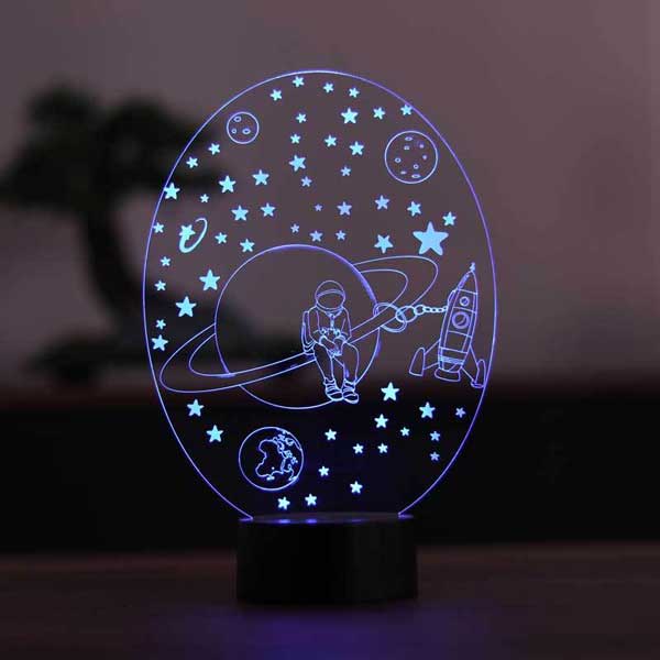 3D Saturn and Astronaut LED Lamp