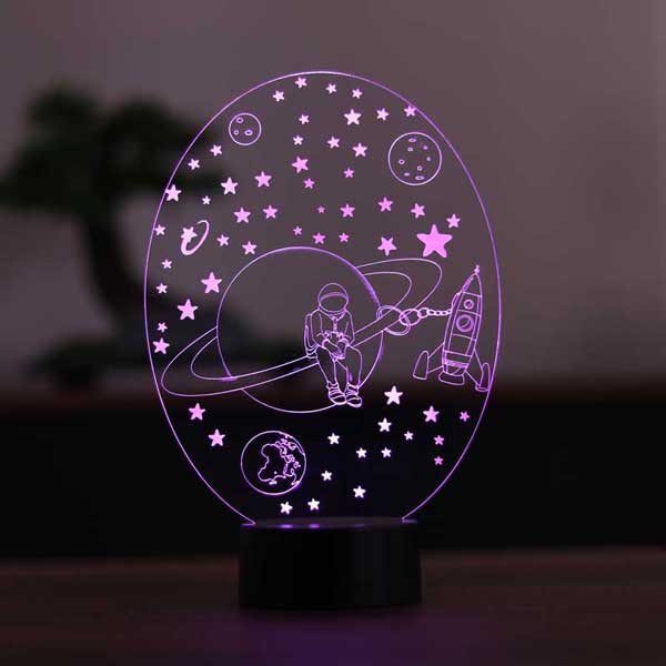 3D Saturn and Astronaut LED Lamp