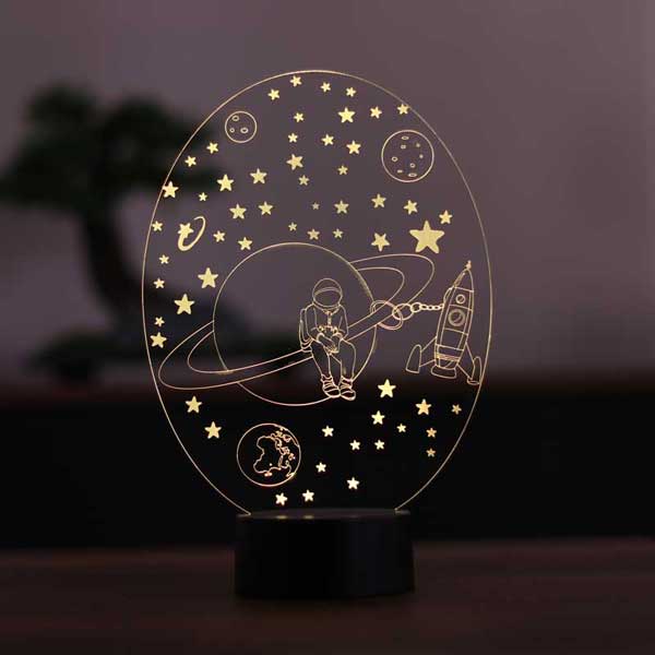 3D Saturn and Astronaut LED Lamp