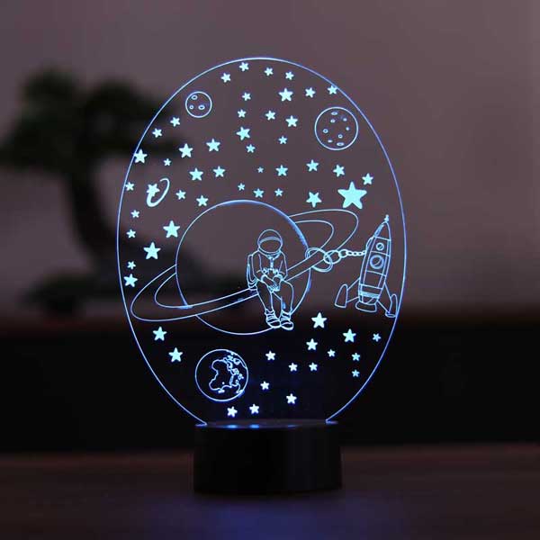 3D Saturn and Astronaut LED Lamp