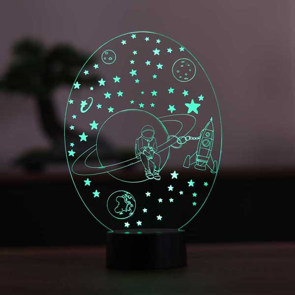 3D Saturn and Astronaut LED Lamp