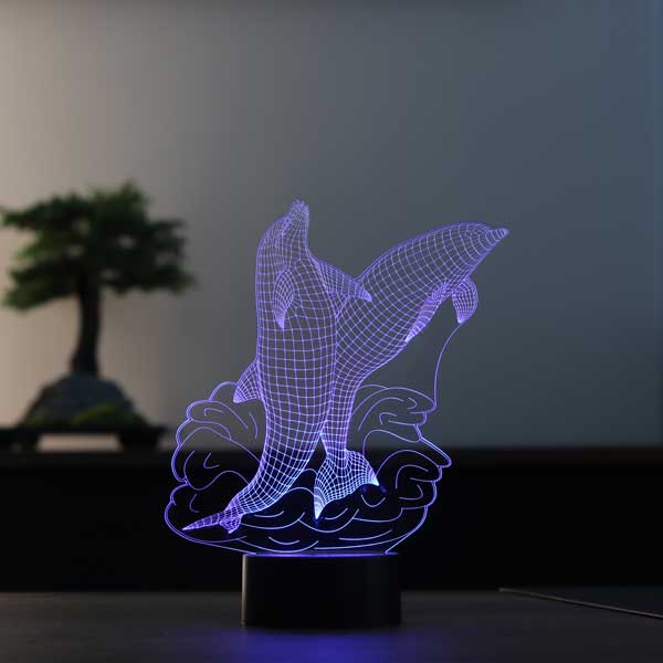 Yunuslar Figürlü Dekoratif Hediye Led Masa Lambası | BYLAMP