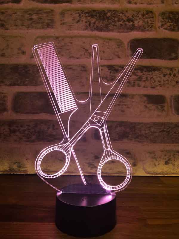 3D Comb Scissors Gift LED Lamp