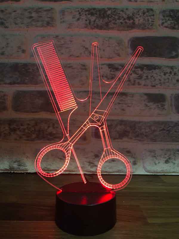 3D Comb Scissors Gift LED Lamp