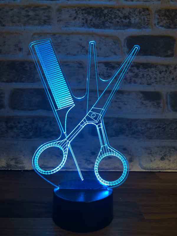 3D Comb Scissors Gift LED Lamp