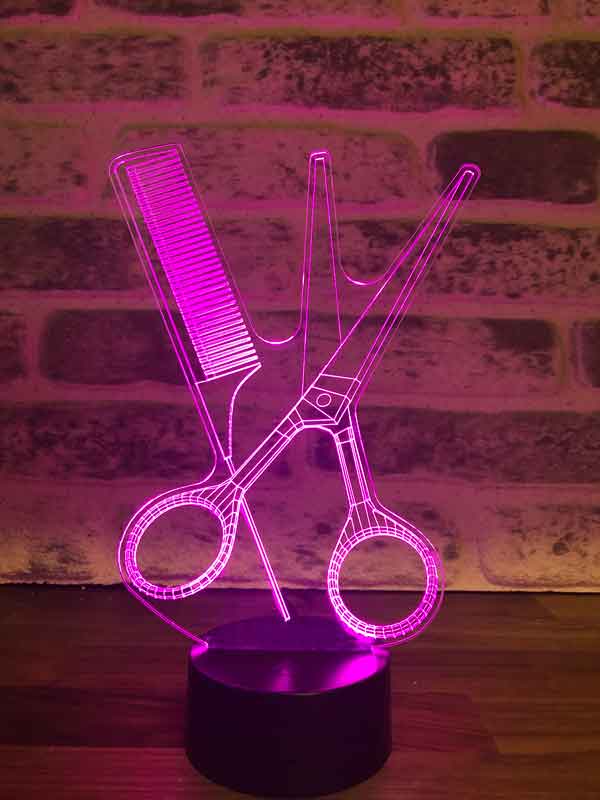 3D Comb Scissors Gift LED Lamp