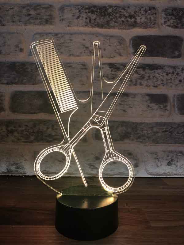 3D Comb Scissors Gift LED Lamp