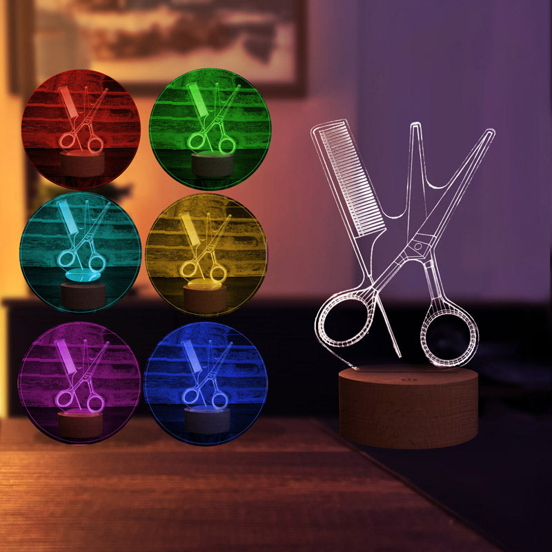 3D Comb Scissors Gift LED Lamp