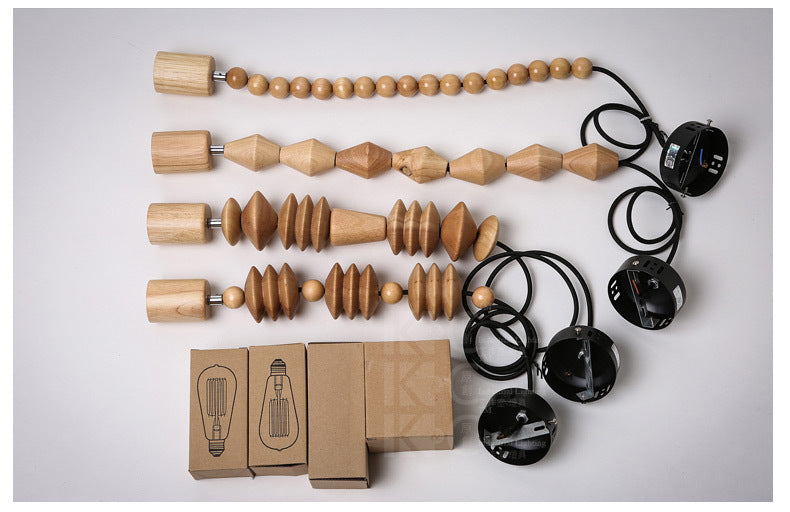 Wooden pendant stalter lighting