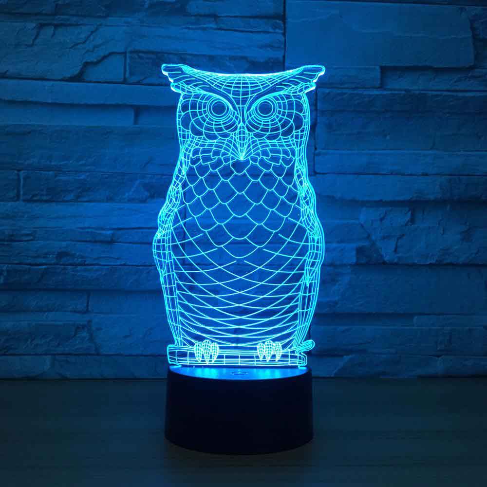 3-D owl LED night light
