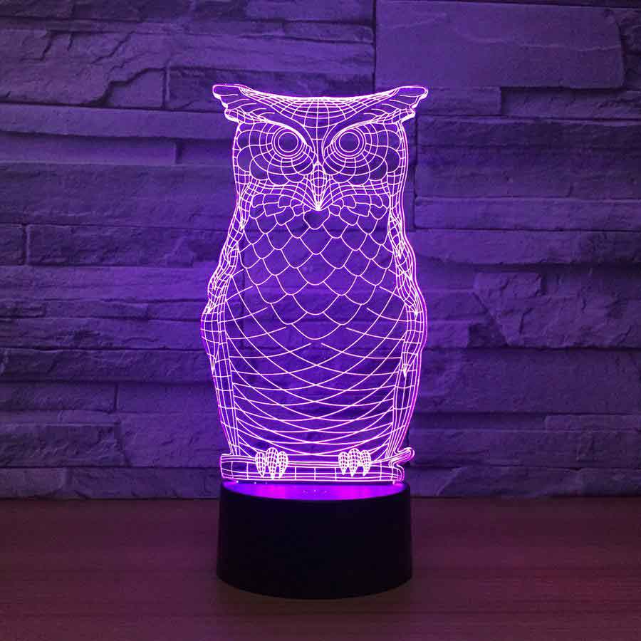 3-D owl LED night light