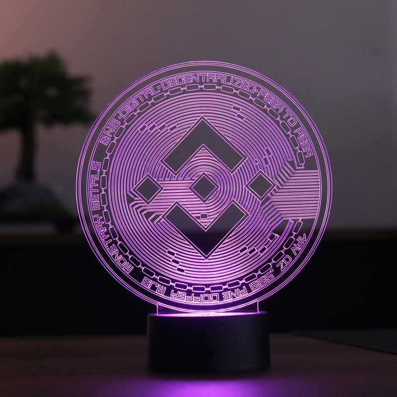 BNB Binance Figürlü Kripto Dekoratif Hediye Led Masa Lambası | BYLAMP