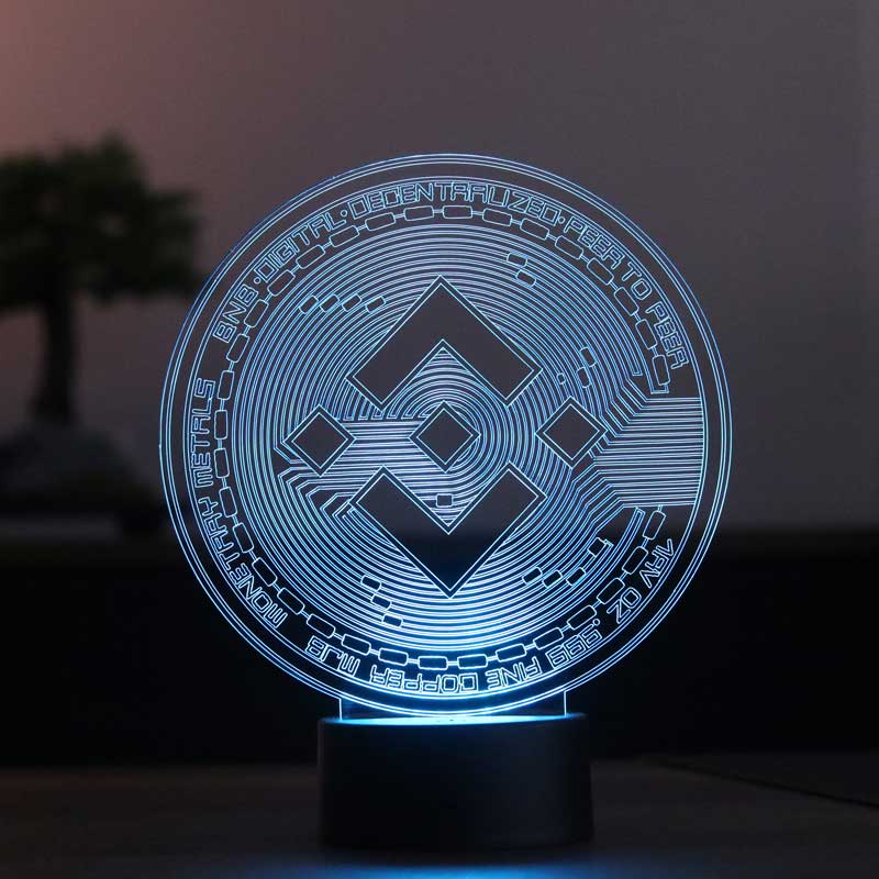 BNB Binance Figürlü Kripto Dekoratif Hediye Led Masa Lambası | BYLAMP