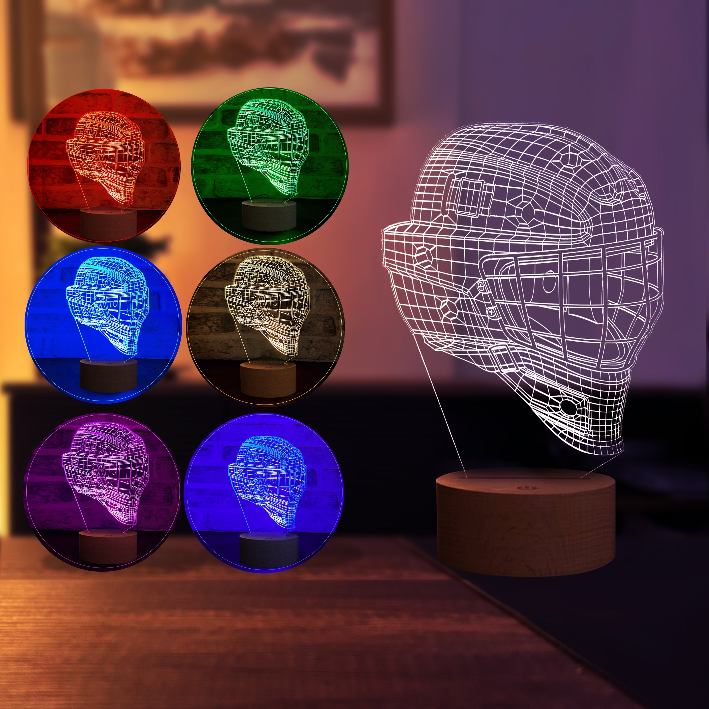 3D ice hockey helmet LED night light