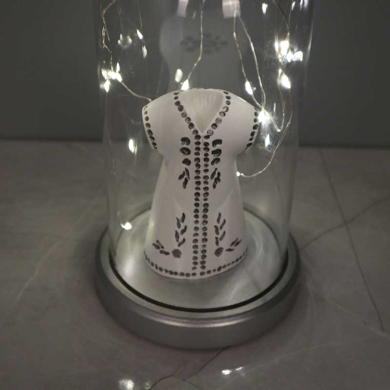 Illuminated Glass Fanus Silver Kaftan Figured Lamp