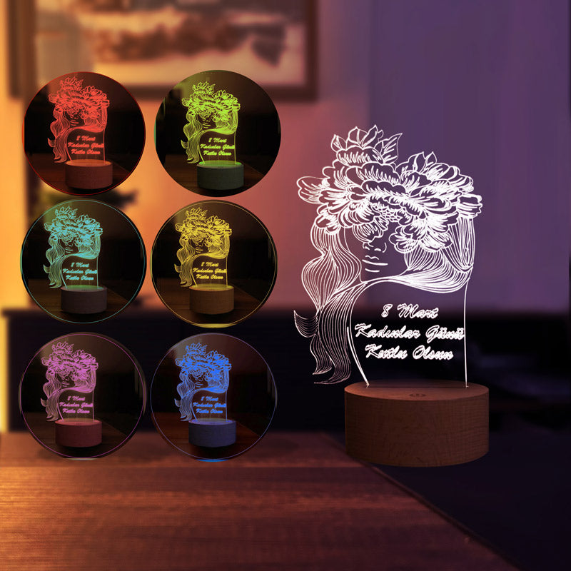 Kadınlar Günü Figürlü Dekoratif Hediye Led Masa Lambası | BYLAMP