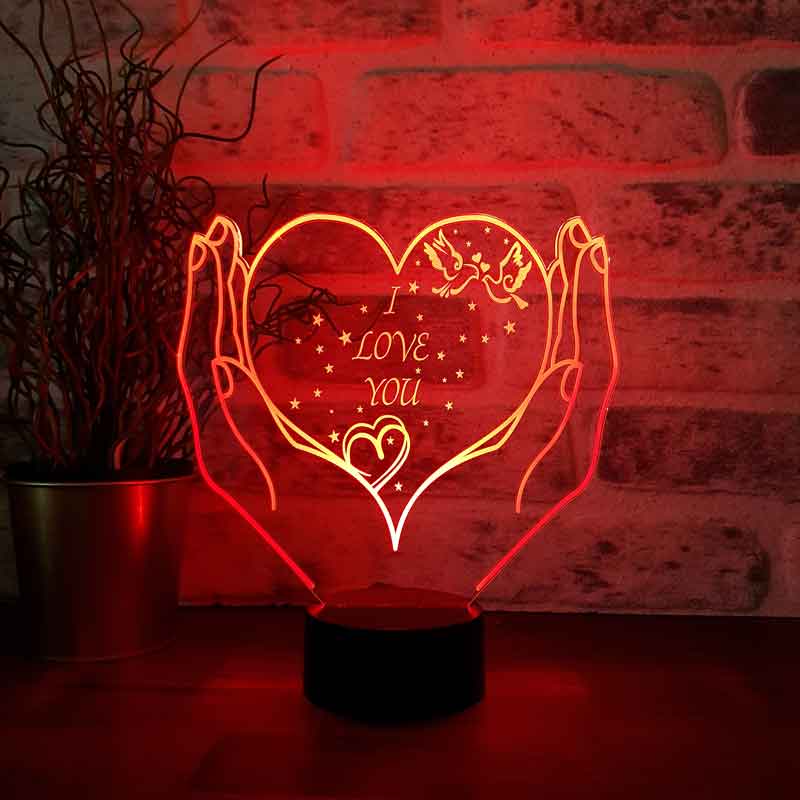 Kalpli I Love You Figürlü Dekoratif Hediye Led Masa Lambası | BYLAMP