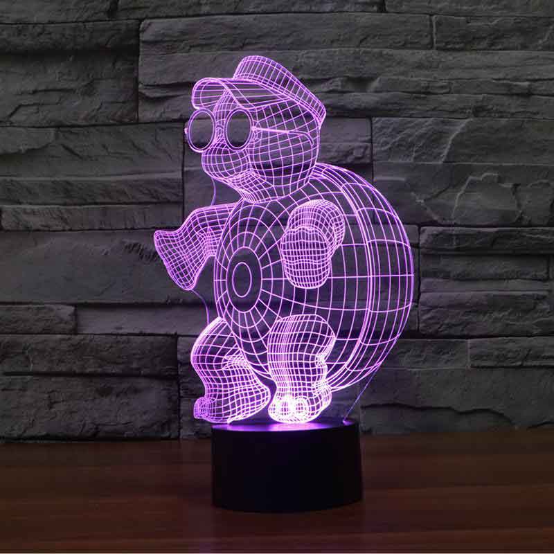 3-D turtle led table lamp