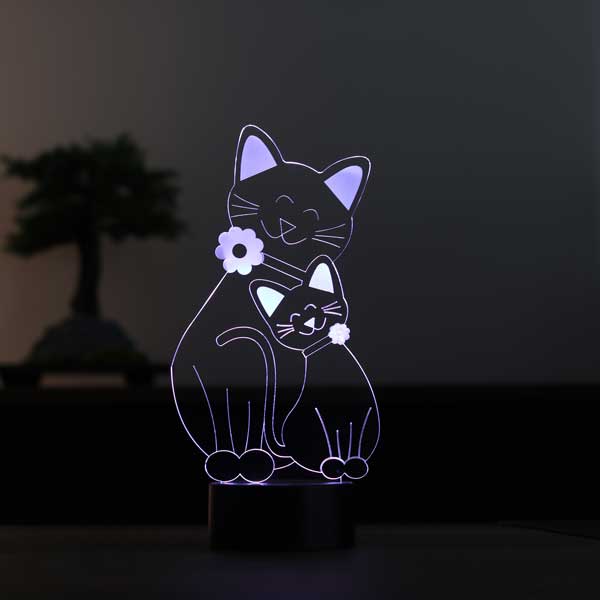 3D cat family led table lamp