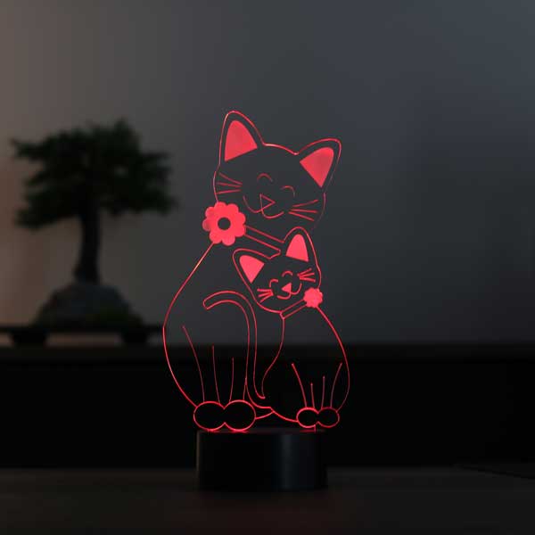 3D cat family led table lamp