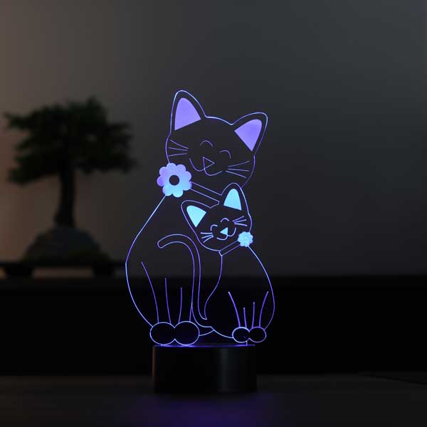 3D cat family led table lamp