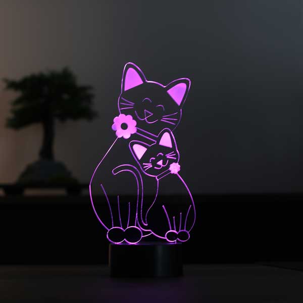 3D cat family led table lamp