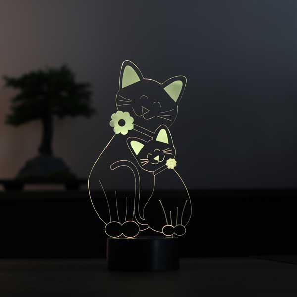 3D cat family led table lamp