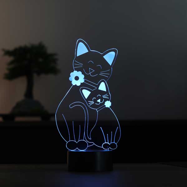 3D cat family led table lamp