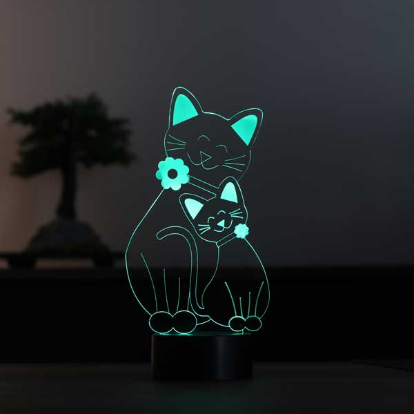 3D cat family led table lamp