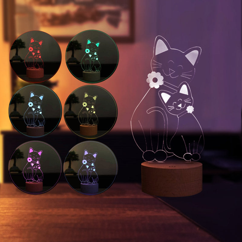 3D cat family led table lamp