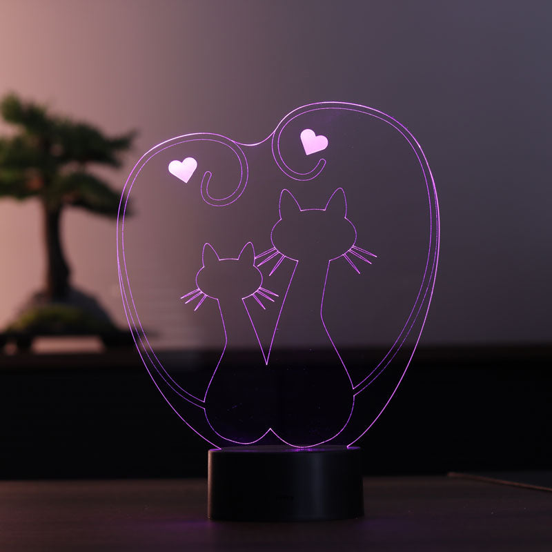 Kediler Figürlü Dekoratif Hediye Led Masa Lambası | BYLAMP