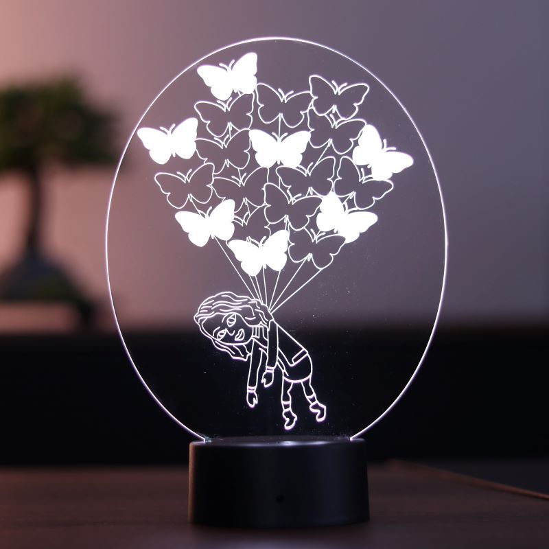 LED table lamp with butterfly