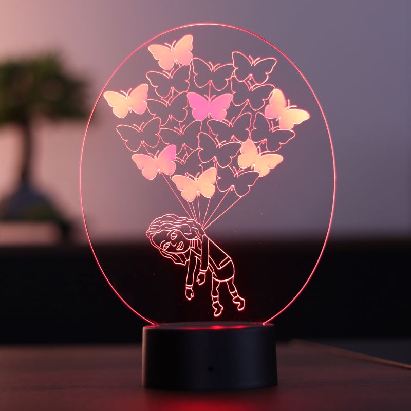LED table lamp with butterfly