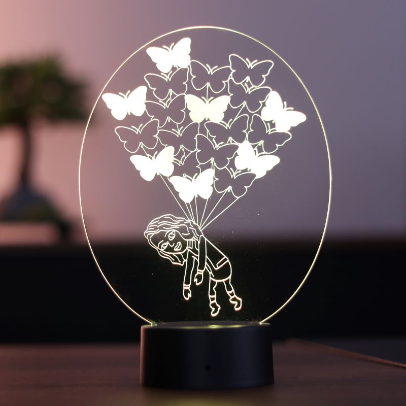LED table lamp with butterfly