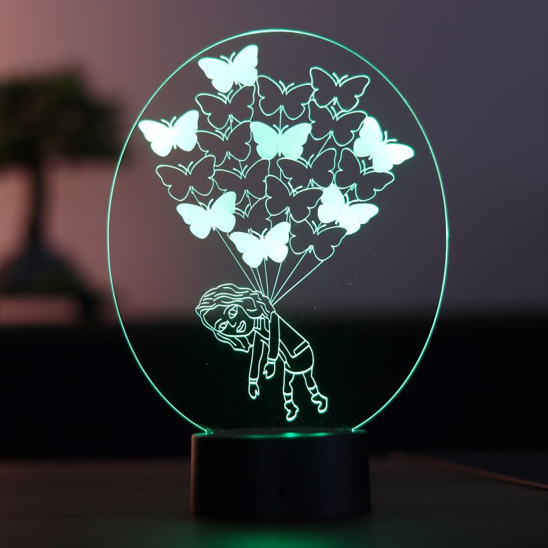 LED table lamp with butterfly