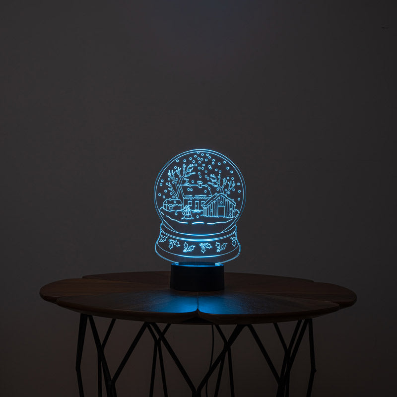 Kış Masalı Karlı Ev Figürlü Dekoratif Hediye Led Masa Lambası | BYLAMP