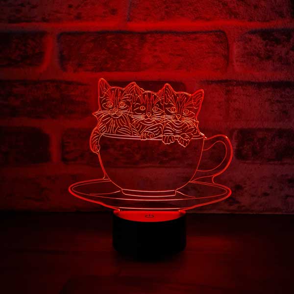 Cats in a Cup Figure Decorative Gift Led Table Lamp | BYLAMP
