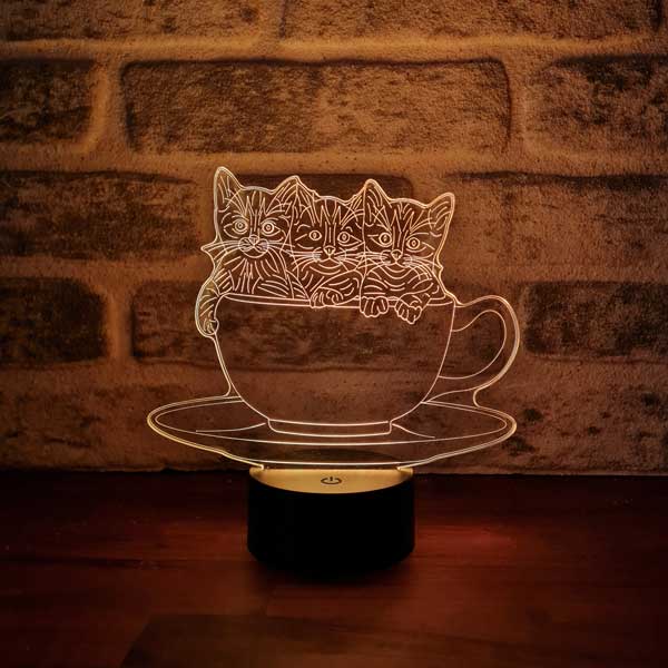 Cats in a Cup Figure Decorative Gift Led Table Lamp | BYLAMP