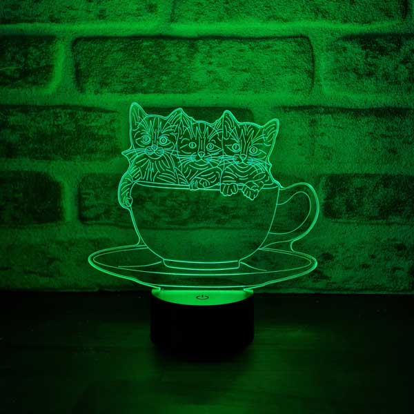 Cats in a Cup Figure Decorative Gift Led Table Lamp | BYLAMP
