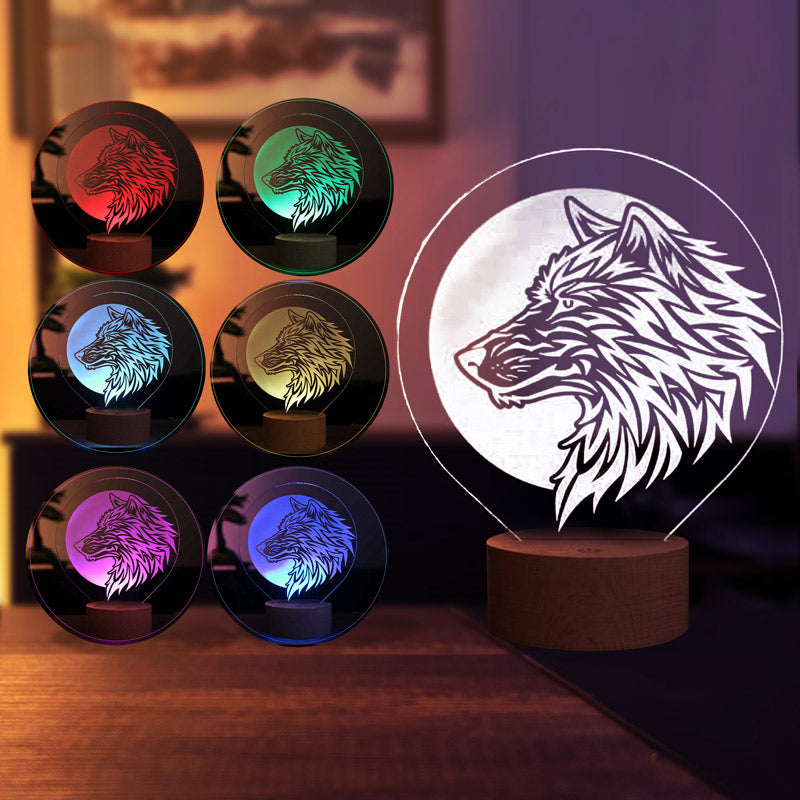 Wolf and full moon lamp