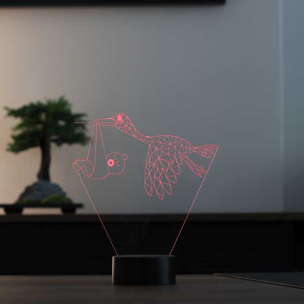 Leylek ve Bebek Figürlü Dekoratif Hediye Led Masa Lambası | BYLAMP