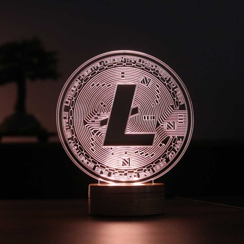 Litecoin Figürlü Kripto Dekoratif Hediye Led Masa Lambası | BYLAMP