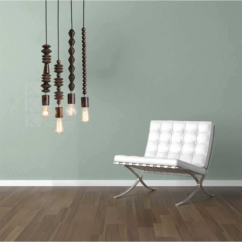 Wooden pendant stalter lighting