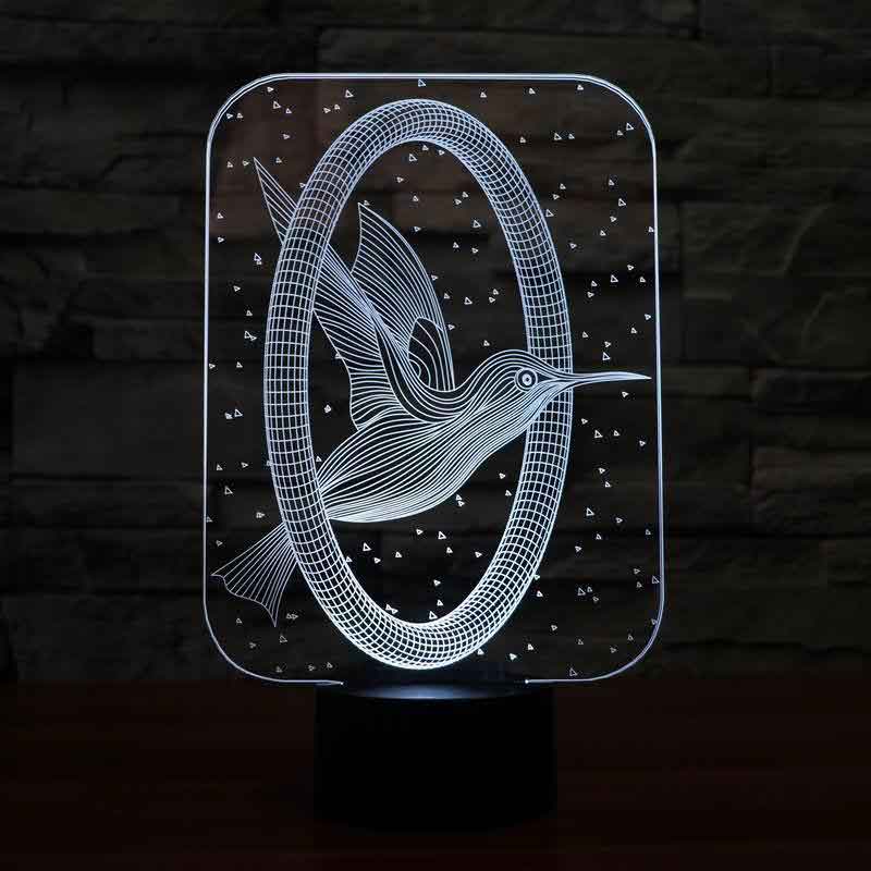 3-D hummingbird LED night light