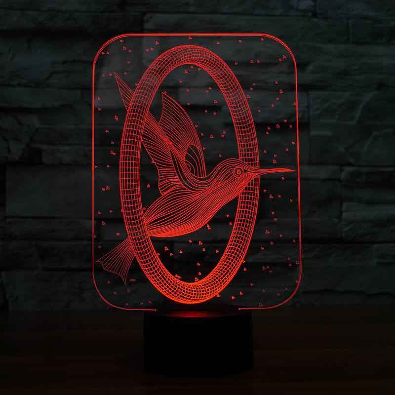3-D hummingbird LED night light